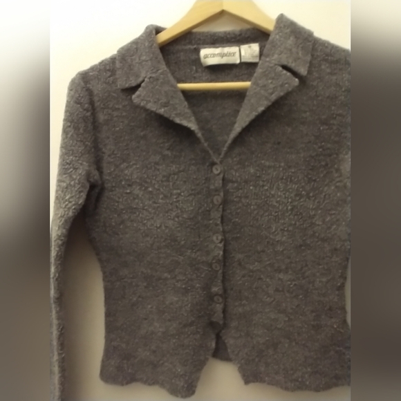 Vintage Y2K Grunge 90's Button Down Crop Sweater Collar Grey Grungecore M - Picture 2 of 4
